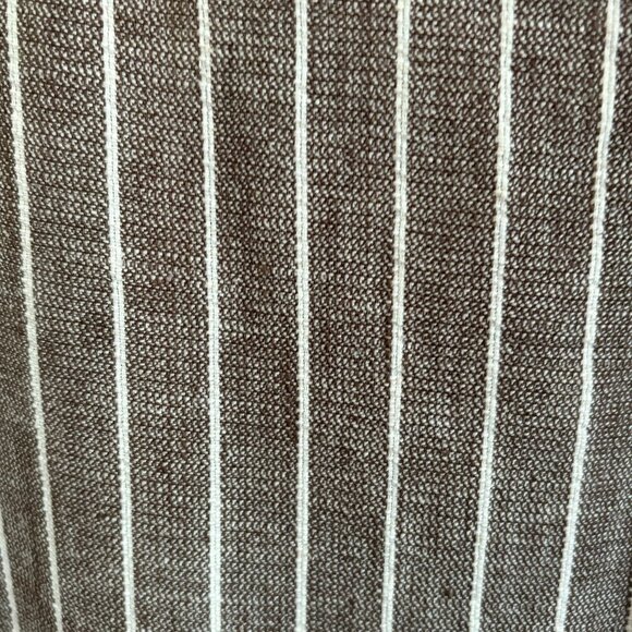 Current Linen Blend Straight Leg Pants Size 12 Taupe Stripe Side Zipper Mid Rise - Picture 3 of 5